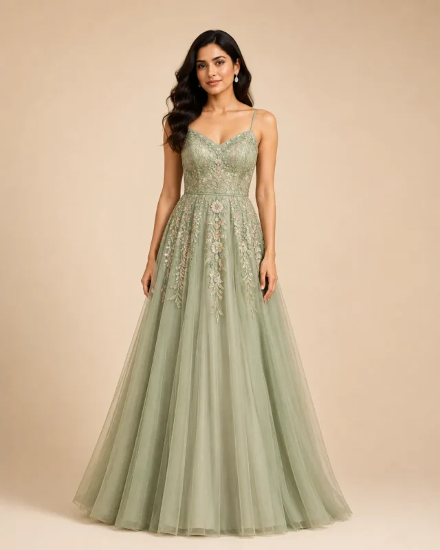 Celeste Embroidered Evening Gown