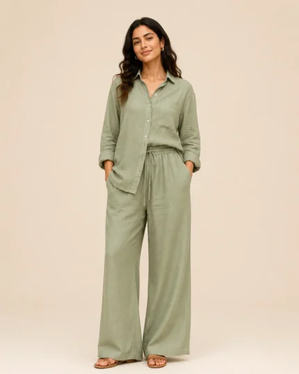 Sage Green Relaxed Linen Co-ord Set